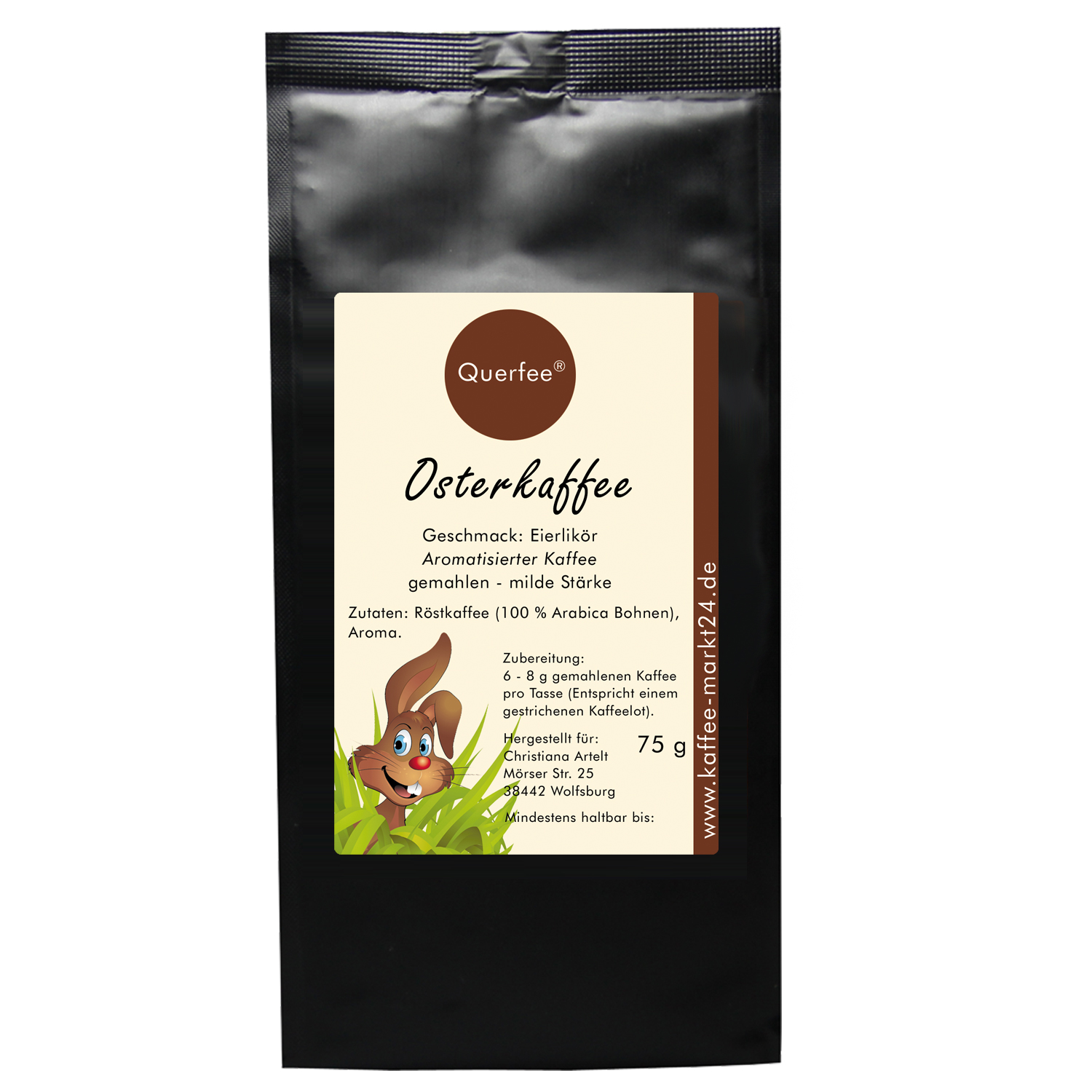 Osterkaffee - Arabica Röstkaffee mit Eierlikör Geschmack - gemahlen - 75 g