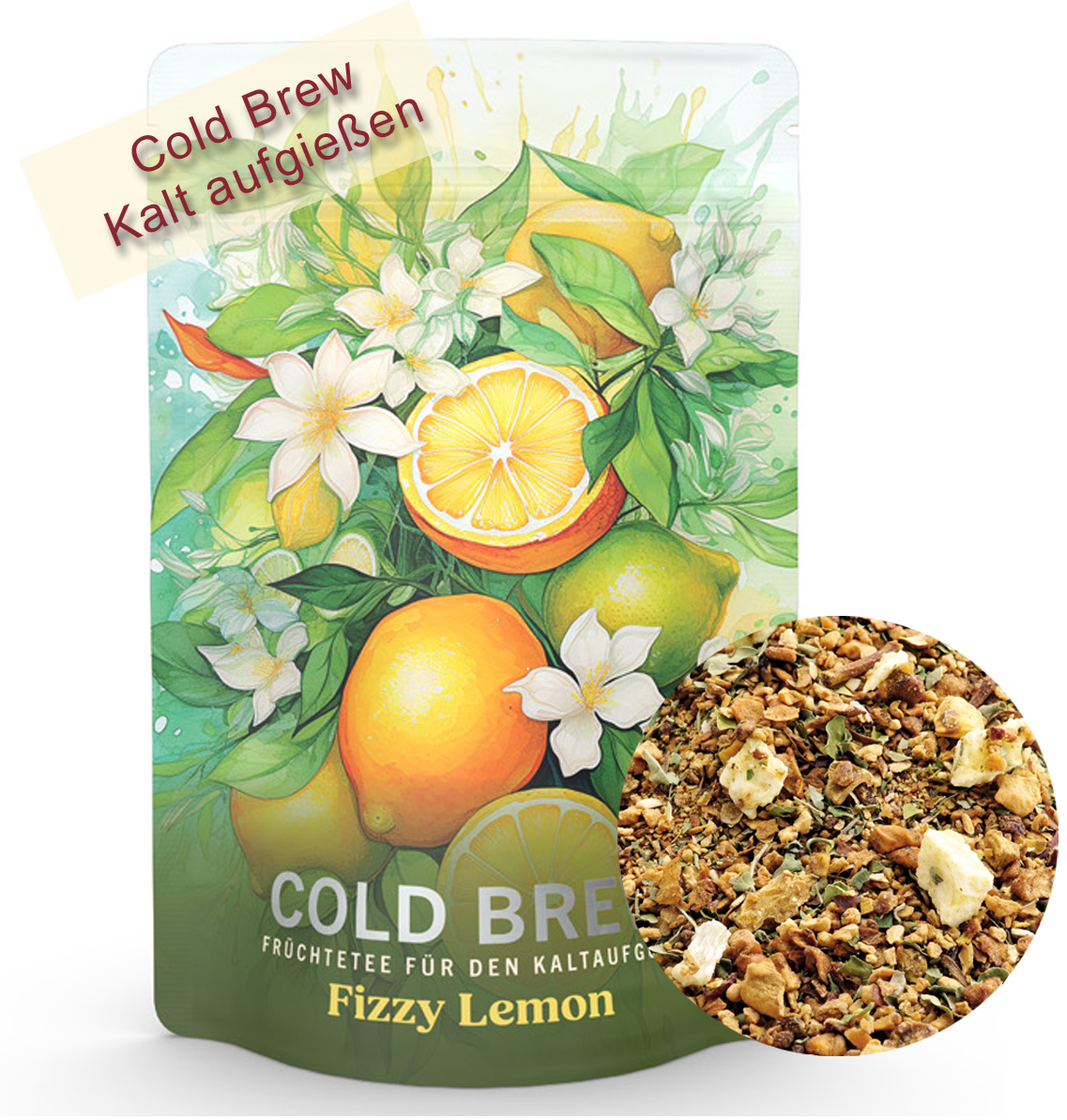 Cold Brew "Fizzy Lemon" Früchtetee Eistee mit Geschmack nach frischer Zitrone 100 g