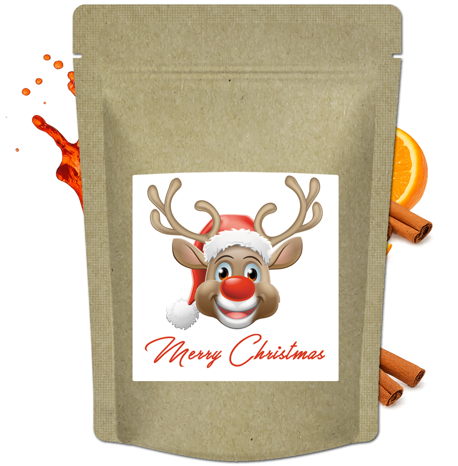 "Weihnachtstee "Merry Christmas“ – Aromatisierter Früchtetee mit Apfel-Zimt Geschmack - Ideales Teegeschenk für Advent & Weihnachten - 70 g