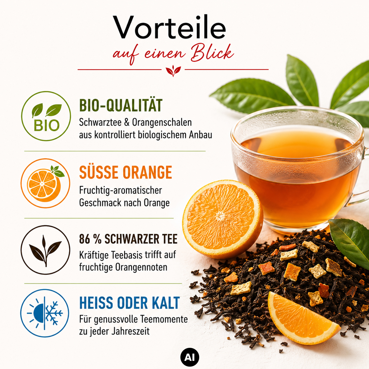 BIO Schwarztee „Dream in Orange“ Geschmack nach süßer Orange