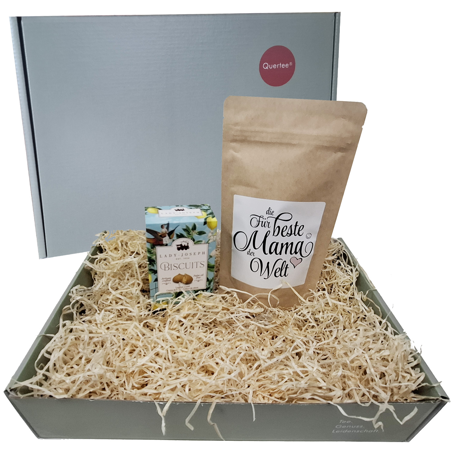 Muttertag Geschenkset für Mama – Tee „Für die beste Mama der Welt“ & Kekse von Lady Joseph - Biscuit Lemon Curd Kekse Geschenkbox