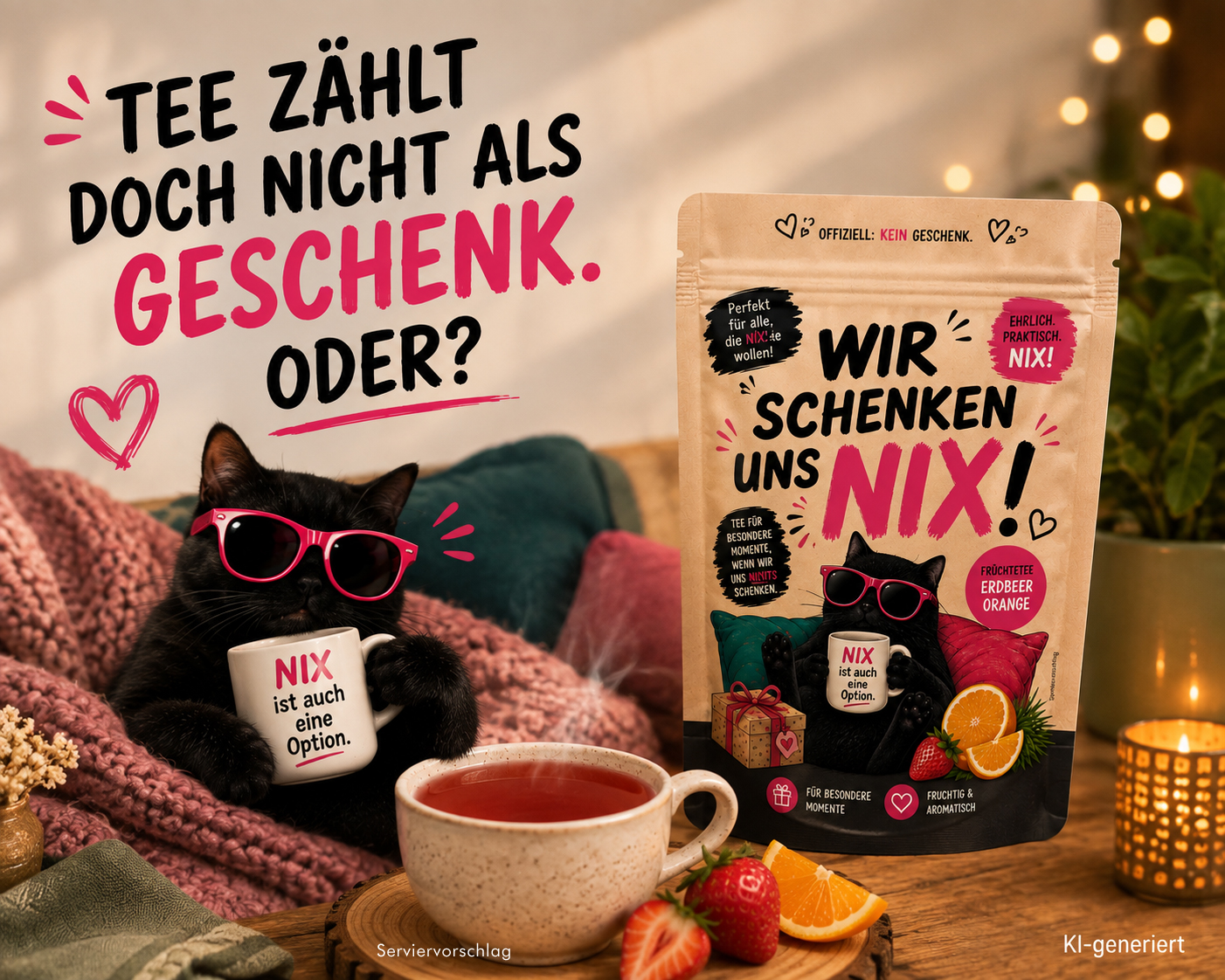 "Wir schenken uns NIX!" – kleines Teegeschenk mit Erdbeer-Orange