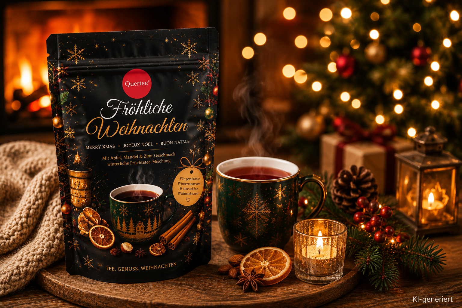 Weihnachtstee „Fröhliche Weihnachten“ – Früchtetee mit Apfel, Mandel & Zimt Geschmack - Frohe Weihnachten