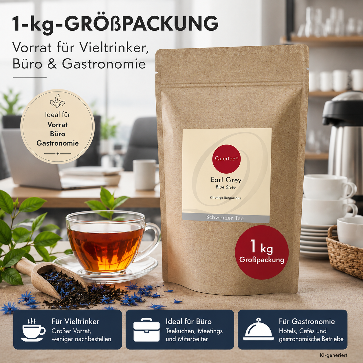 Earl Grey "Blue Style" – Zitronige Bergamotte – 1 kg Großpackung