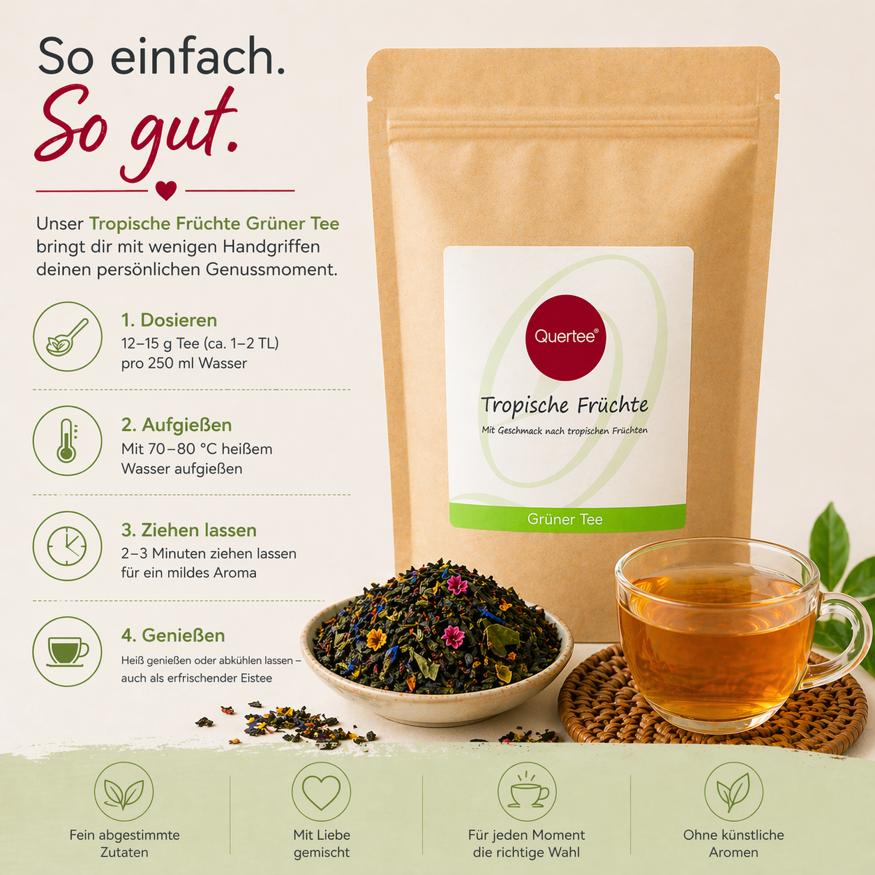 Grüner & Weißer Tee "Tropische Früchte" – Exotische Fruchtstücke für einen tropischen Tee Genuss