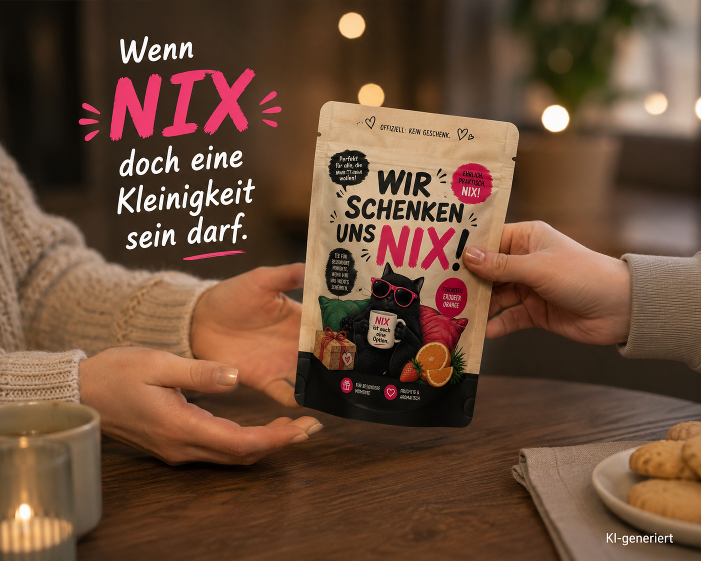 "Wir schenken uns NIX!" – kleines Teegeschenk mit Erdbeer-Orange