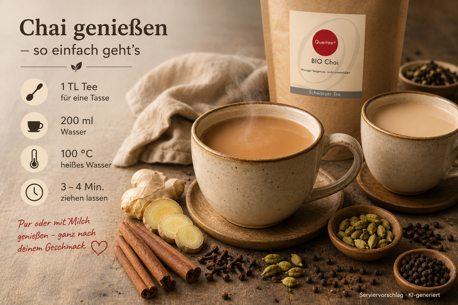Bio Chai Tee – Schwarzer Tee mit Gewürzen – 1 kg Großpackung