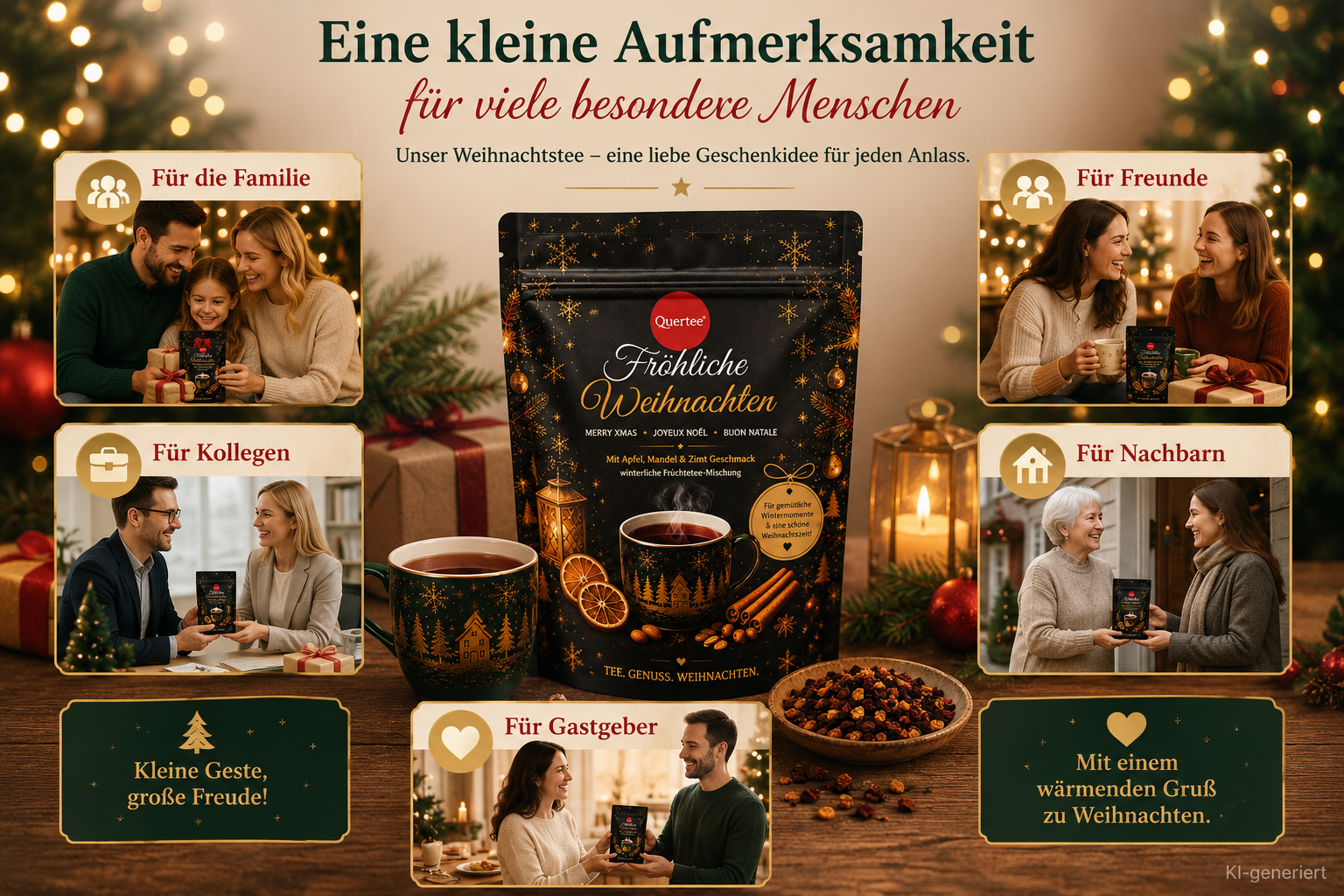 Weihnachtstee „Fröhliche Weihnachten“ – Früchtetee mit Apfel, Mandel & Zimt Geschmack - Frohe Weihnachten