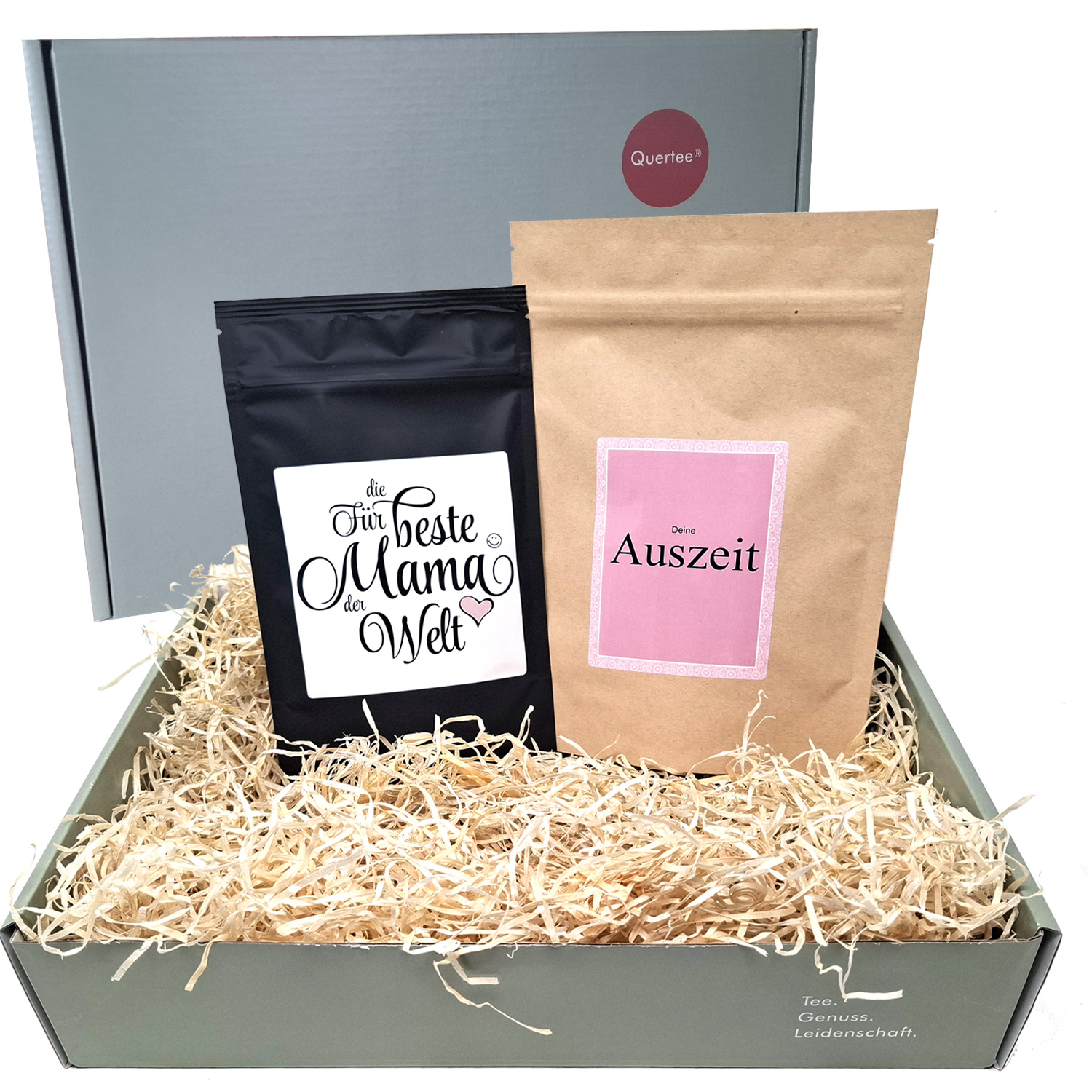 Muttertag Geschenkset für Mama – Kaffee „Für die beste Mama der Welt“ & Tee „Deine Auszeit“ Geschenkbox