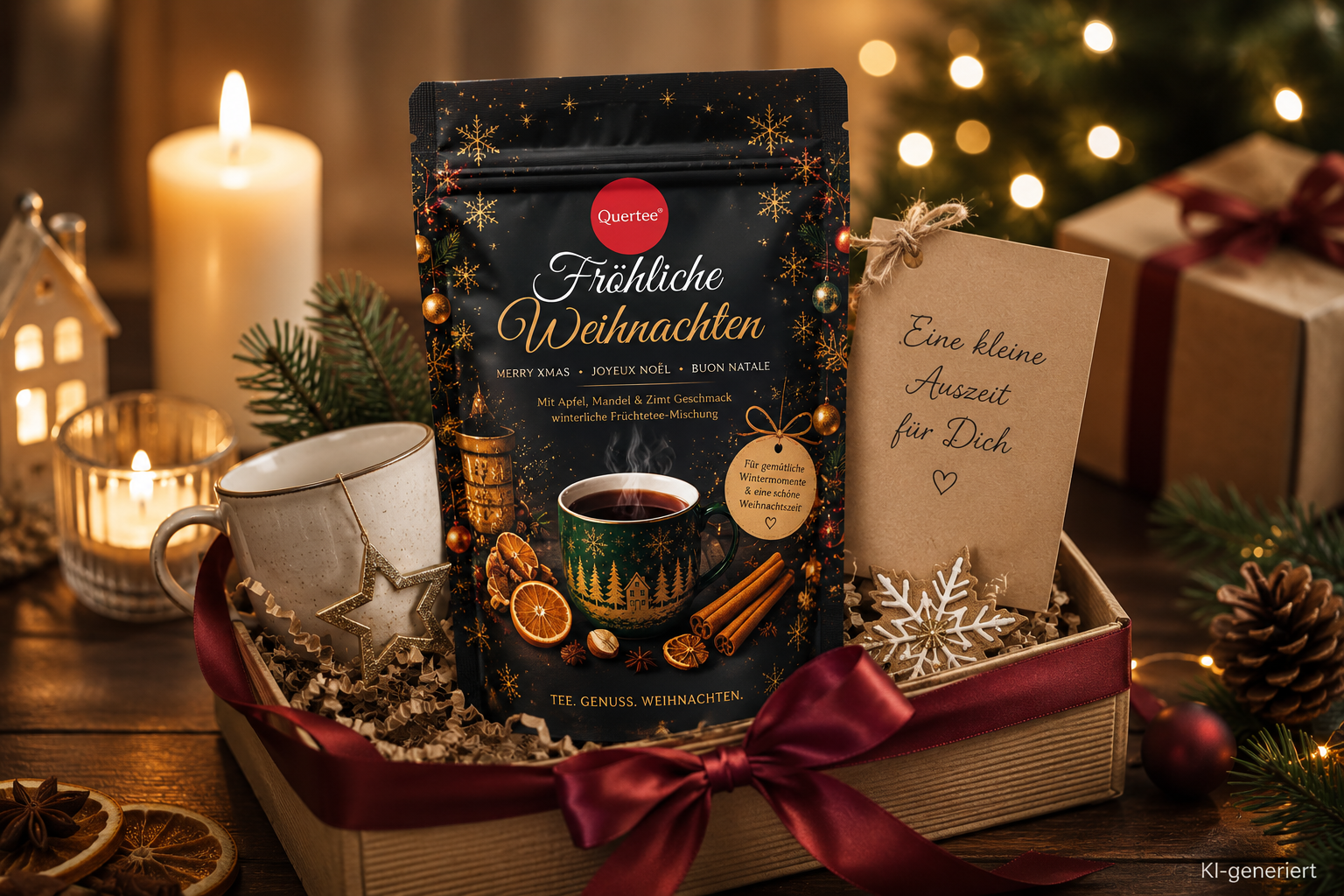 Weihnachtstee „Fröhliche Weihnachten“ – Früchtetee mit Apfel, Mandel & Zimt Geschmack - Frohe Weihnachten