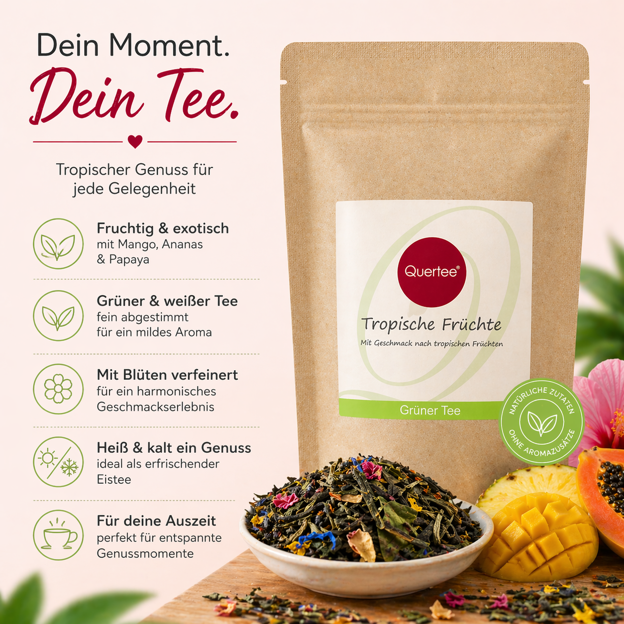 Grüner & Weißer Tee "Tropische Früchte" – Exotische Fruchtstücke für einen tropischen Tee Genuss
