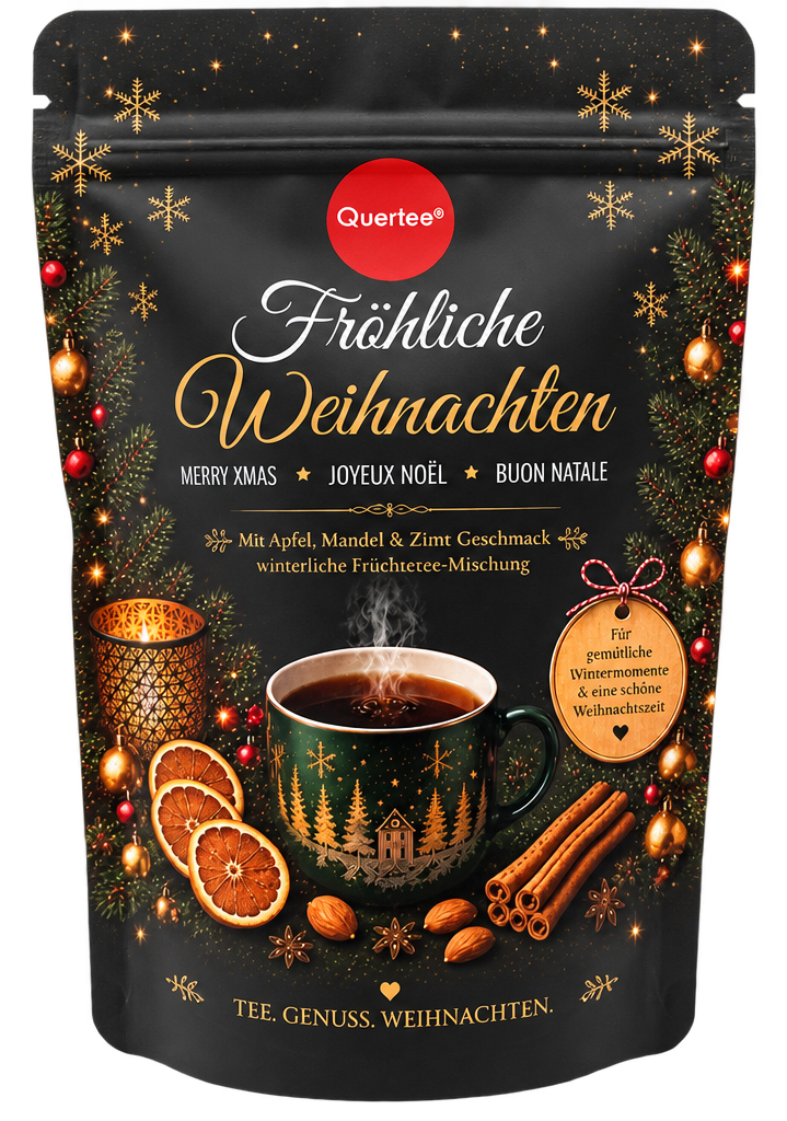 Weihnachtstee „Fröhliche Weihnachten“ – Früchtetee mit Apfel, Mandel & Zimt Geschmack - Frohe Weihnachten