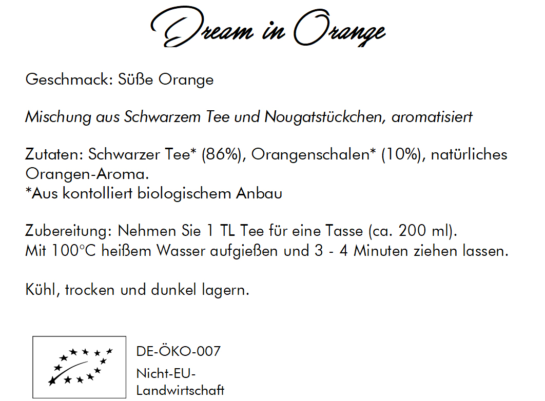 BIO Schwarztee „Dream in Orange“ Geschmack nach süßer Orange