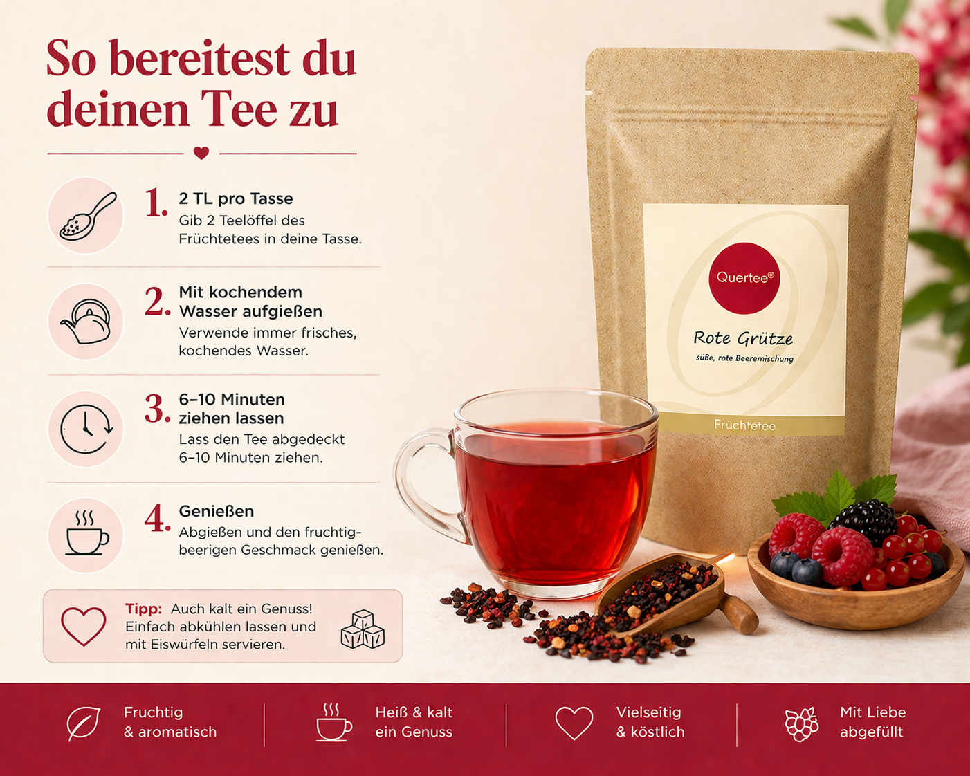 Süße Beerenmischung "Rote Grütze" Früchtetee