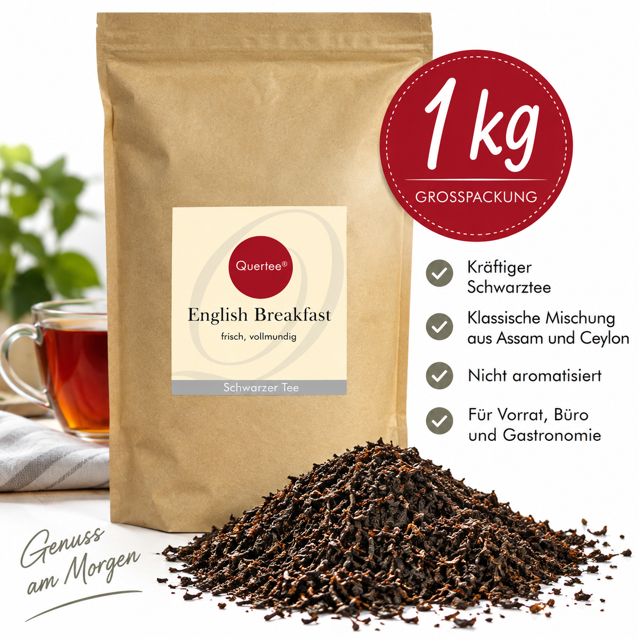 English Breakfast Tee – kräftiger Schwarztee – 1 kg Großpackung
