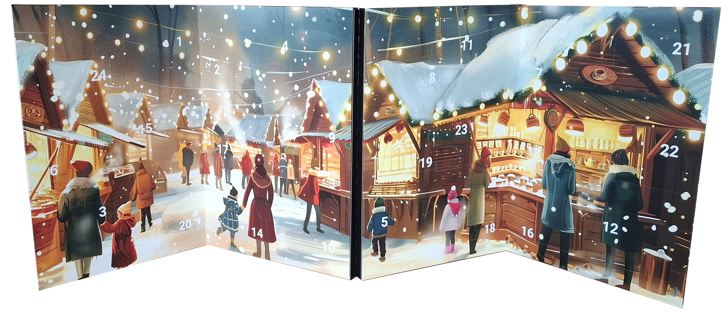 Tee Adventskalender als Booklet zum Aufklappen mit 24 x Premium Pyramiden Teebeutel von Floragold