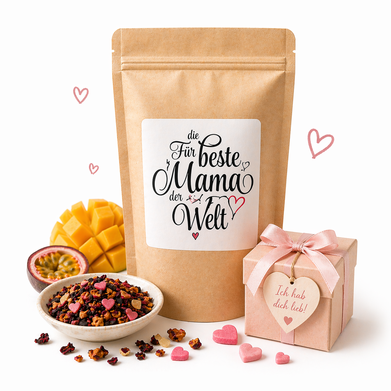 "Für die beste Mama der Welt" - Muttertag Geschenk - Geburtstag mit Mango-Maracuja-Geschmack - 70 g
