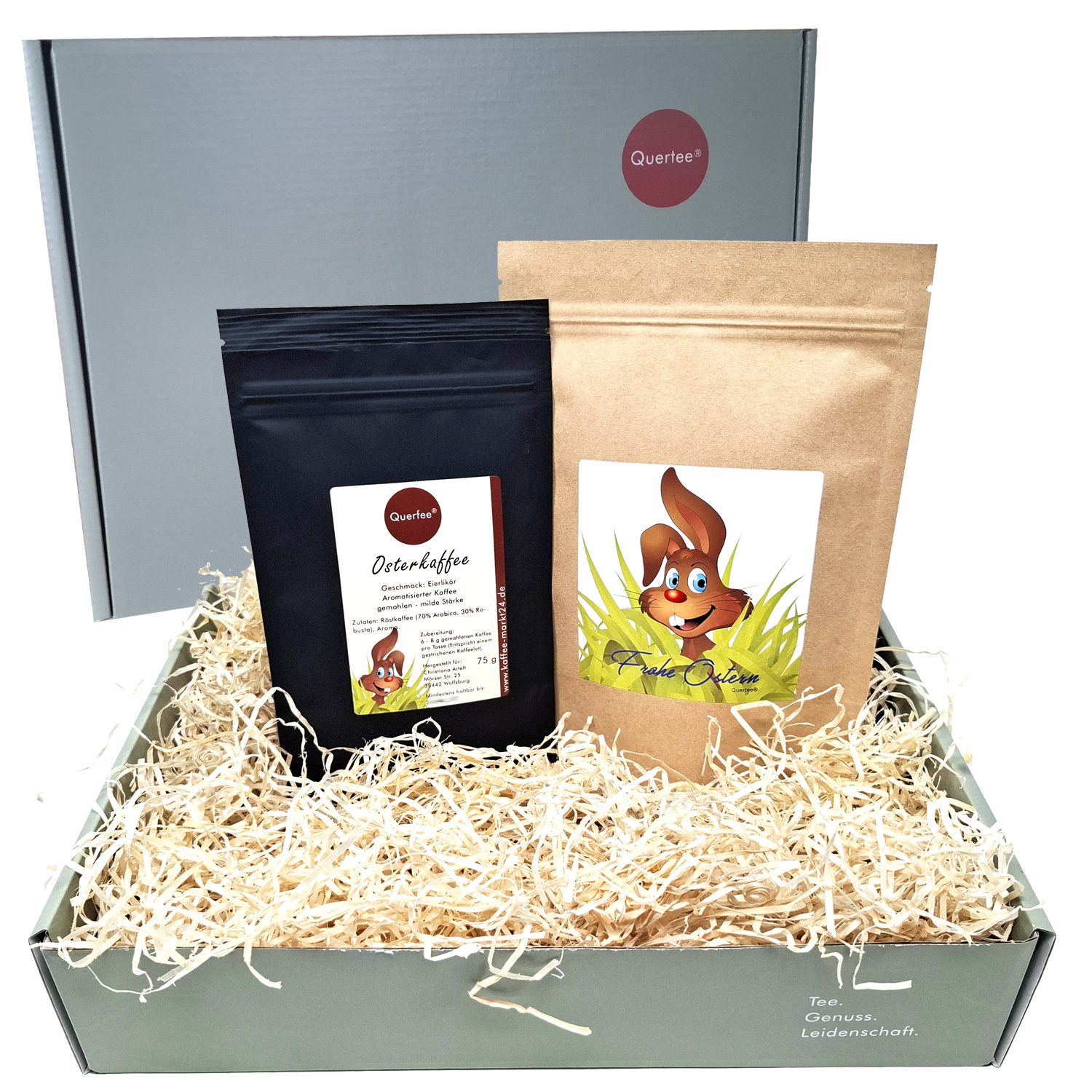 Oster Geschenkset mit Kaffee & Tee – Ostergeschenk Osterkaffee & Ostertee in Geschenkbox | Fertig zum Verschenken