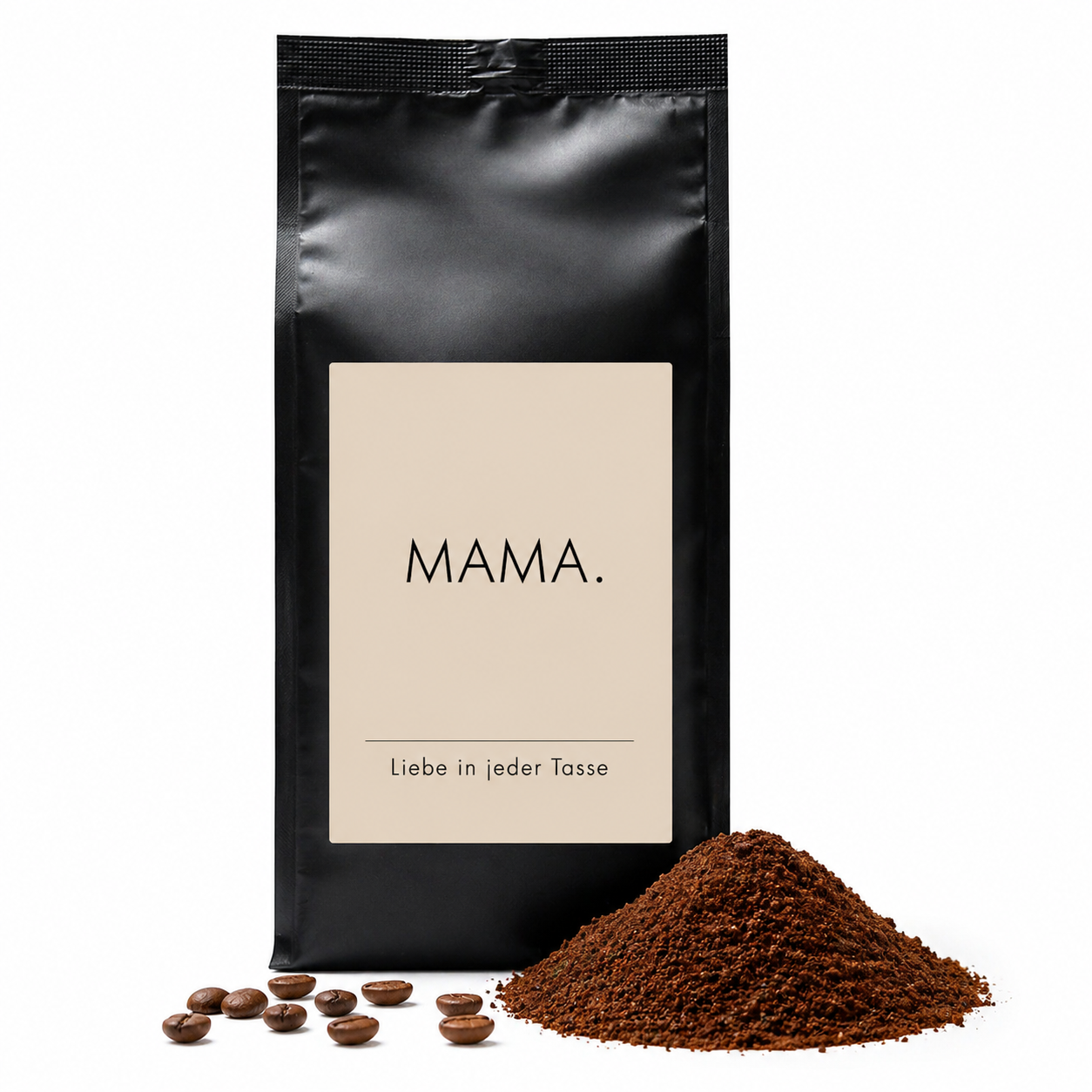 Muttertag Geschenk Kaffee  „MAMA - LIEBE IN JEDER TASSE“ – Kaffee mit Toffee-Aroma - Jede Tasse hat was zu sagen - 75 g gemahlen