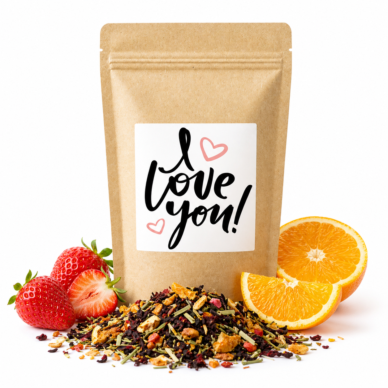 „I love you - Ich liebe Dich“ mit Erdbeer-Orangen-Geschmack | Teegeschenk von Christea - 100 g