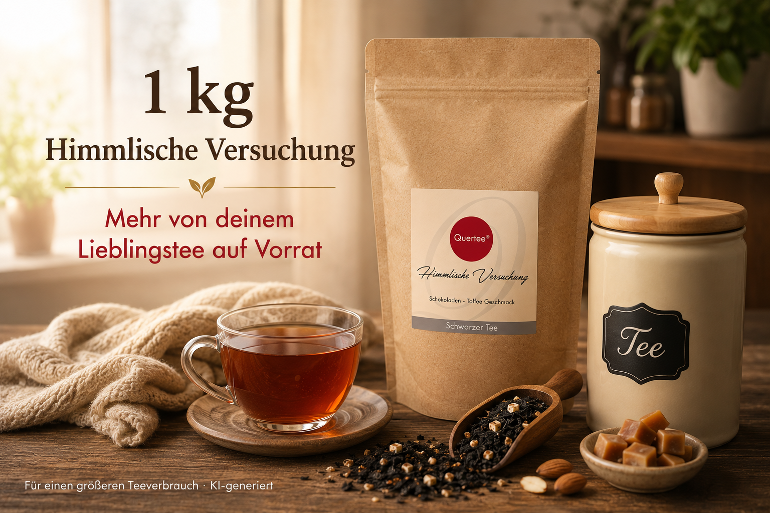Schwarzer Tee „Himmlische Versuchung“ – Toffee & Nougat – 1 kg Großpackung