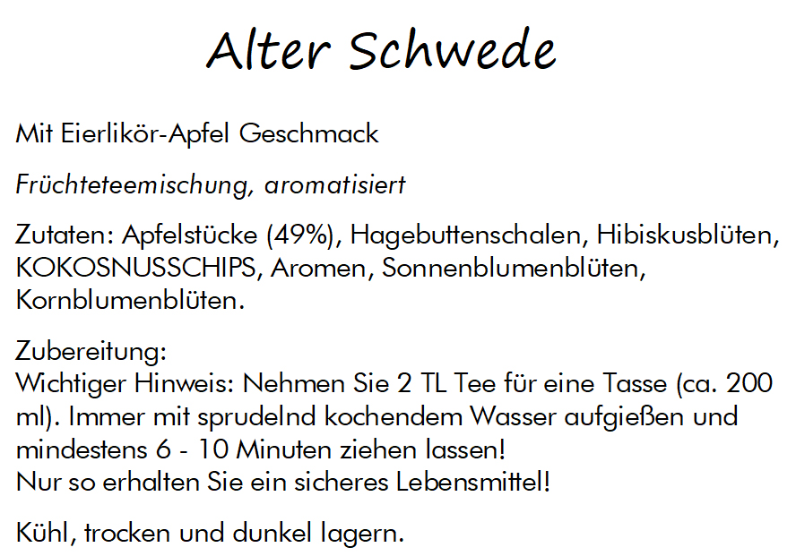 Schwedenapfel Tee - "Alter Schwede" -   mit Eierlikör-Apfel Geschmack