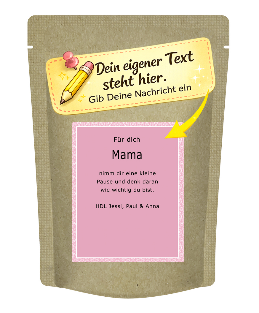 Personalisiertes Tee Geschenk mit eigenem Text – Individuelle Geschenkidee - Tee als individuelles persönliches Geschenk für Geburtstag, Dankeschön, Abschied oder Weihnachten – Tee mit eigenem Text