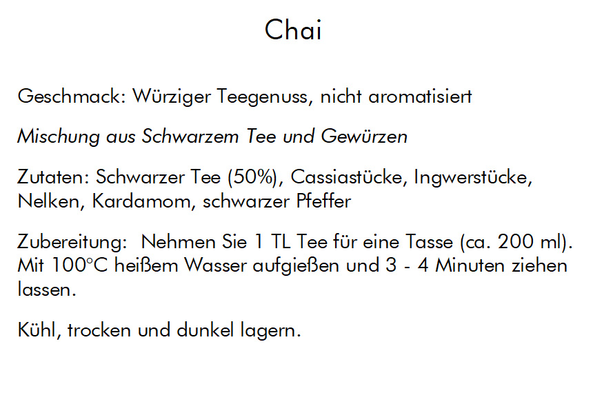 Chai Tee – Schwarzer Tee mit Gewürzen – 1 kg Großpackung