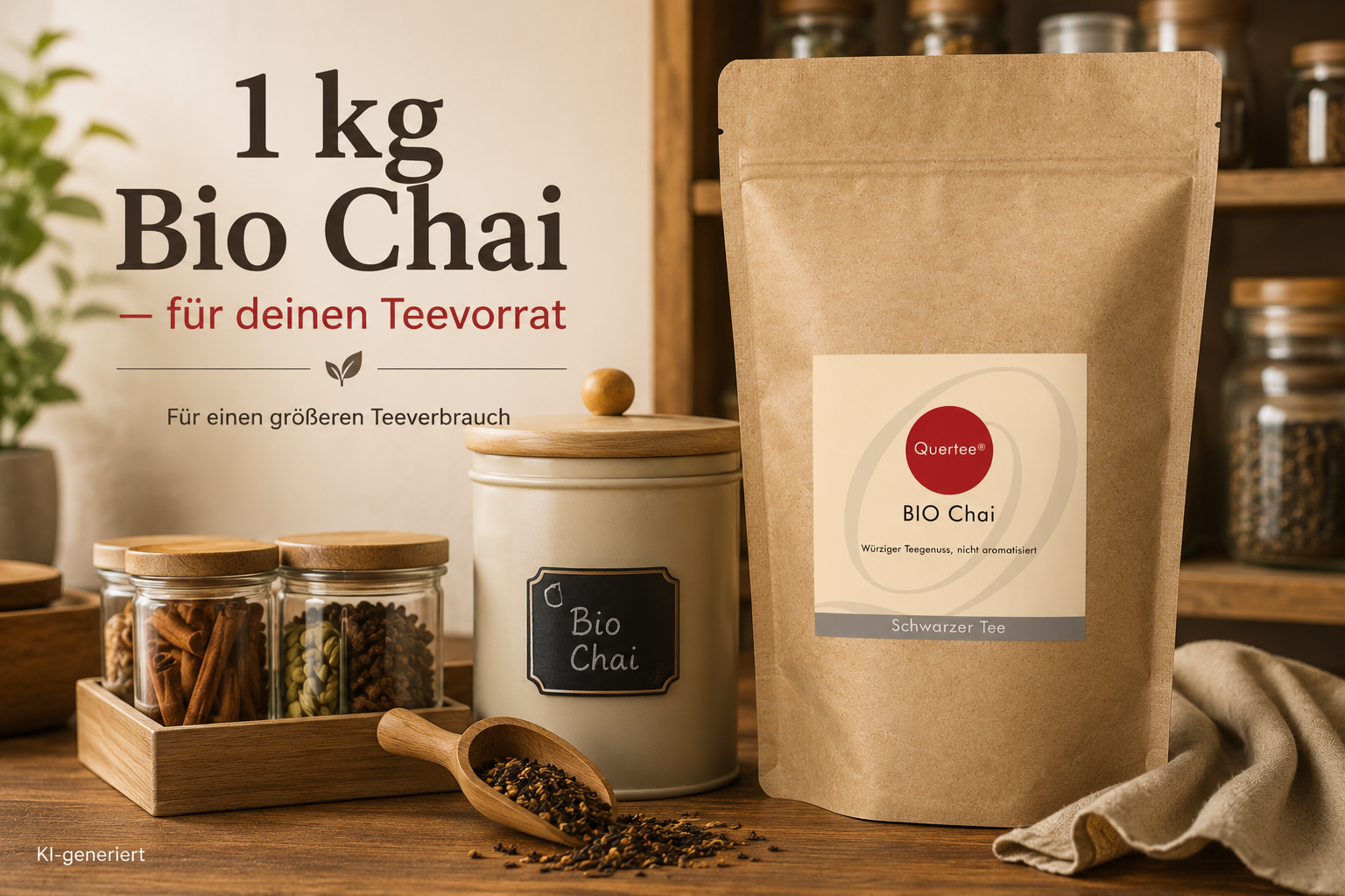 Bio Chai Tee – Schwarzer Tee mit Gewürzen – 1 kg Großpackung