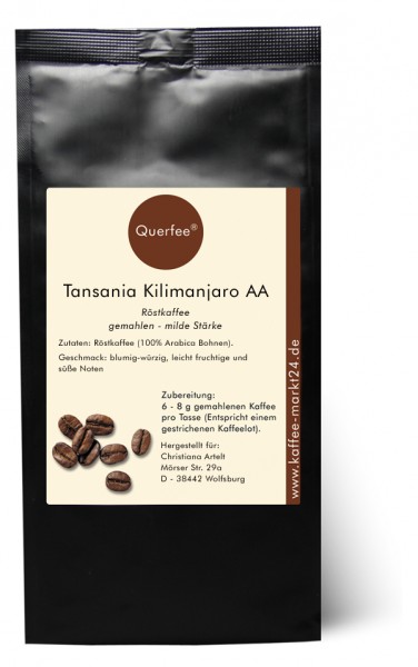 Tansania Kilimanjaro AA - Kräftig würziges Aroma - Arabica Röstkaffee - gemahlen